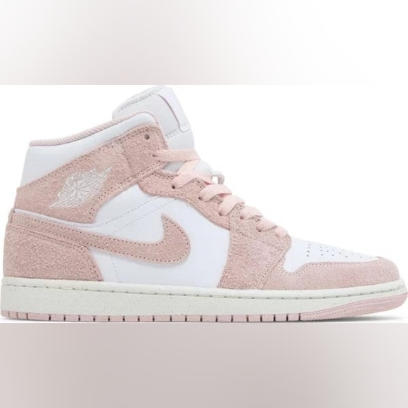 Mens Nike Air Jordan 1 Mid SE Legend Pink Size 12 Pink Suede Sneakers - Picture 7 of 11